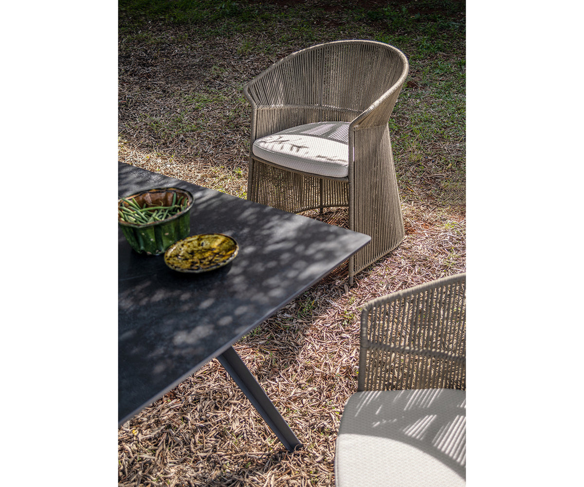 Timeless Ola Metal Rod Outdoor Dining Armchair by Potocco | Casa Design Group