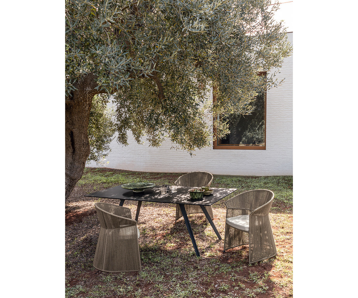 Timeless Ola Metal Rod Outdoor Dining Armchair by Potocco | Casa Design Group