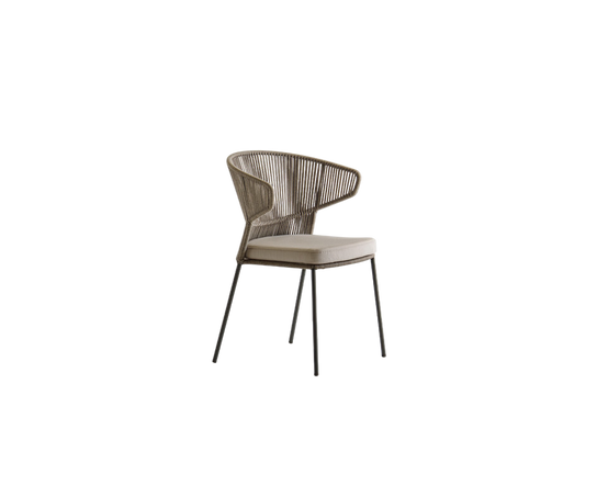 Contemporary Ola Hand-woven Outdoor Dining Side Chair by Potocco | Casa Design Group