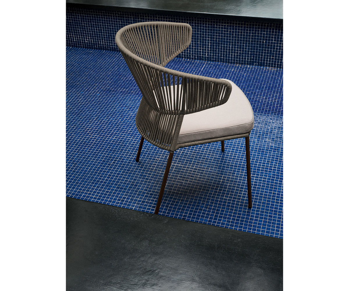 Contemporary Ola Hand-woven Outdoor Dining Side Chair by Potocco | Casa Design Group