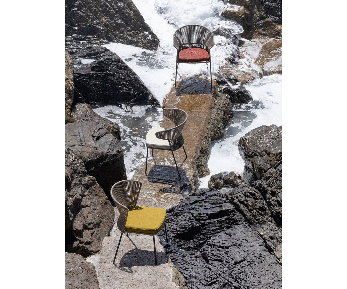 Contemporary Ola Hand-woven Outdoor Dining Side Chair by Potocco | Casa Design Group