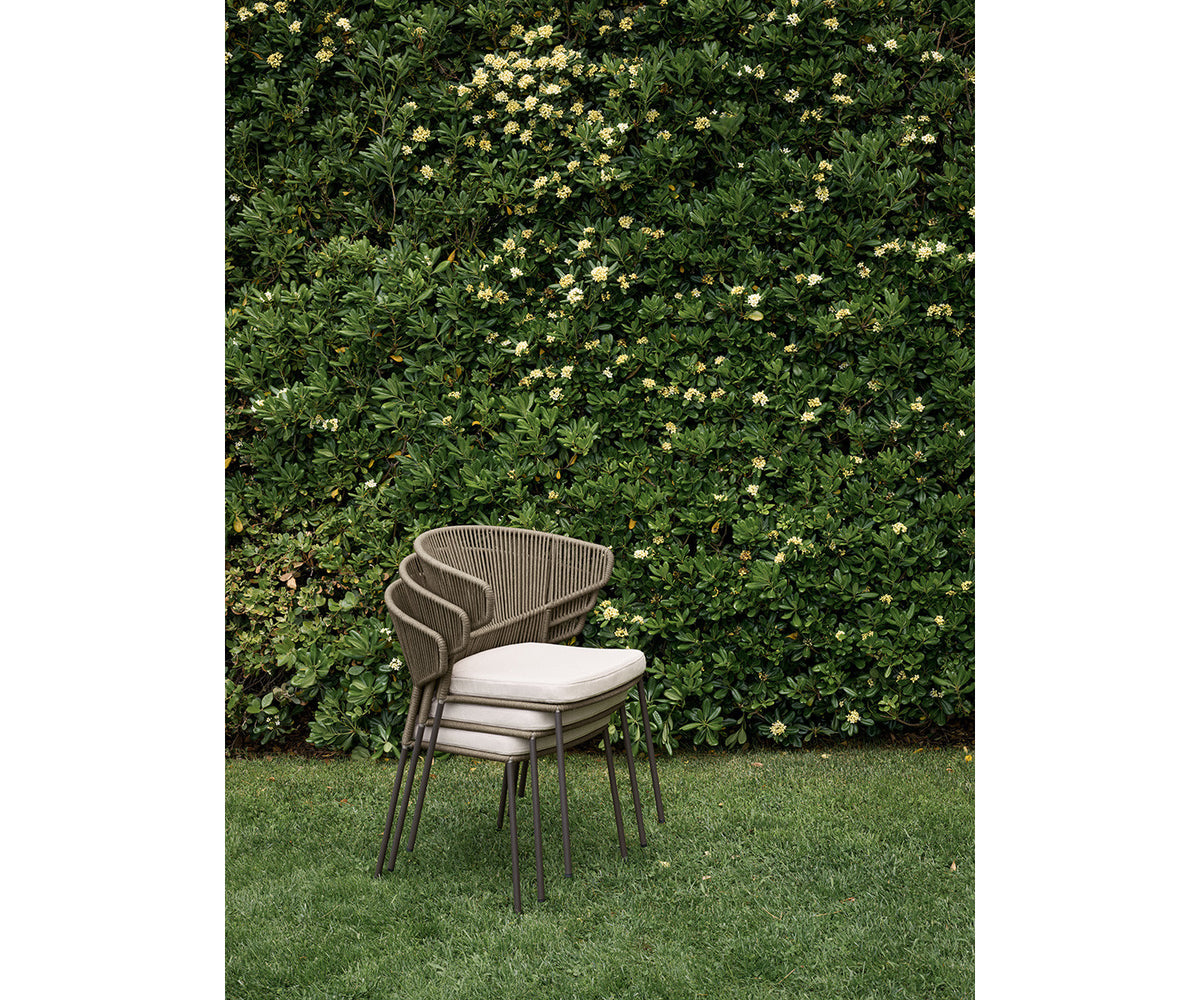 Contemporary Ola Hand-woven Outdoor Dining Side Chair by Potocco | Casa Design Group