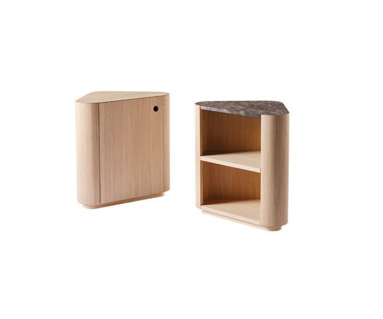Omar Nightstand by Meridiani with sculptural triangular design and marble top Casa Design Group