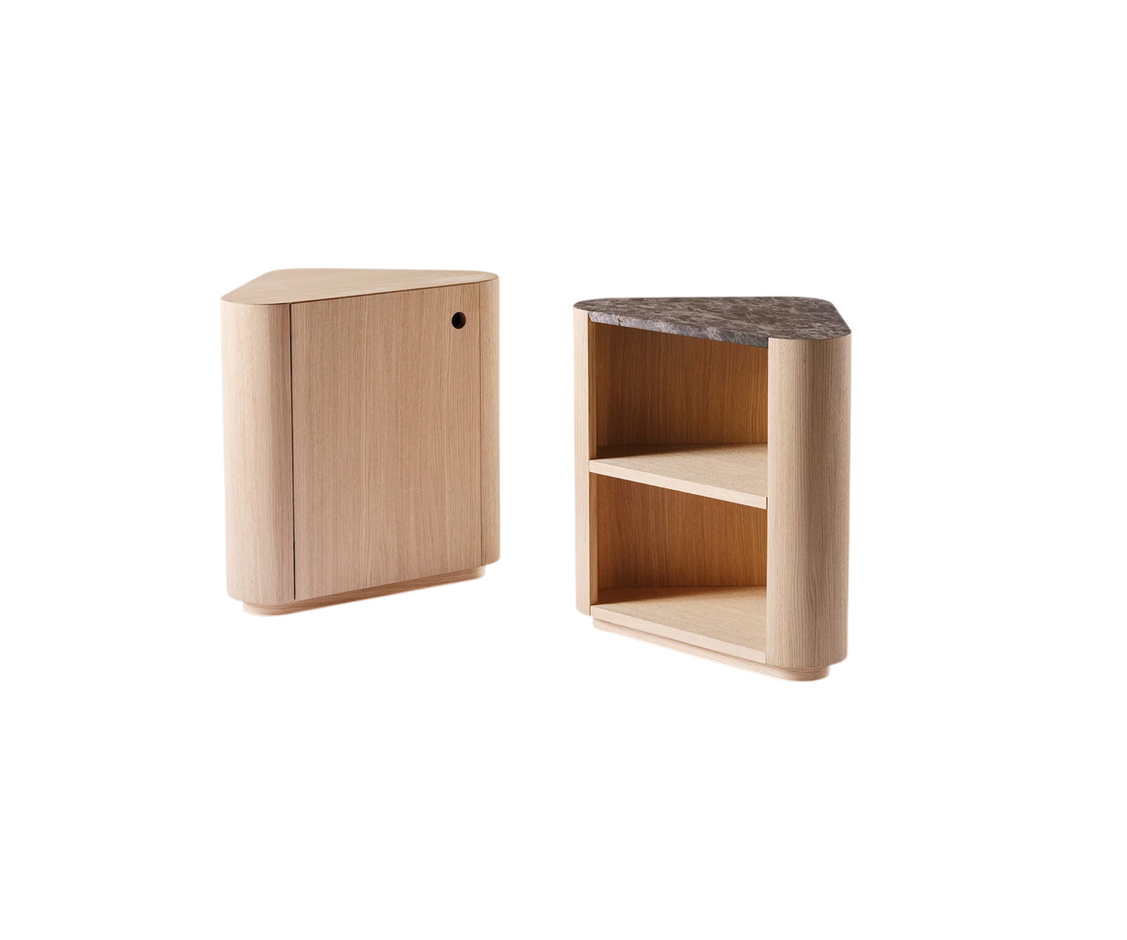 Omar Nightstand by Meridiani with sculptural triangular design and marble top Casa Design Group