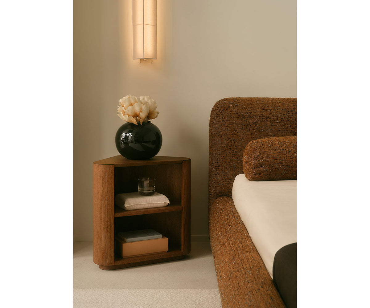 Omar Nightstand by Meridiani with sculptural triangular design and marble top Casa Design Group