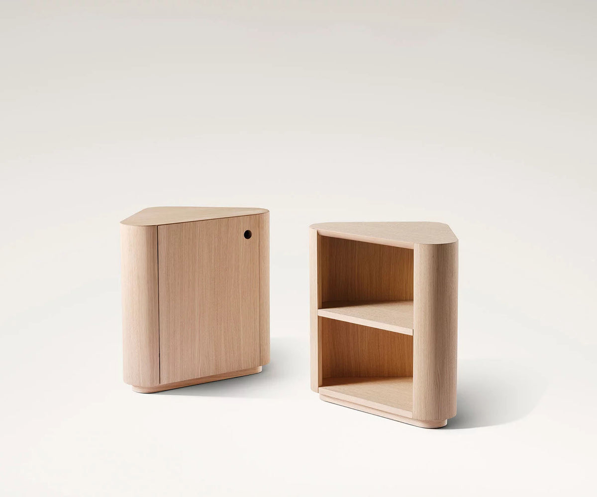 Omar Nightstand by Meridiani with sculptural triangular design and marble top Casa Design Group