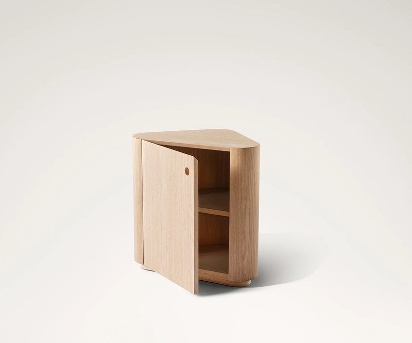 Omar Nightstand by Meridiani with sculptural triangular design and marble top Casa Design Group