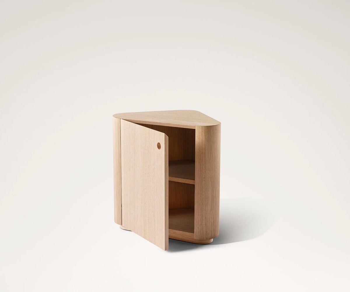 Omar Nightstand by Meridiani with sculptural triangular design and marble top Casa Design Group