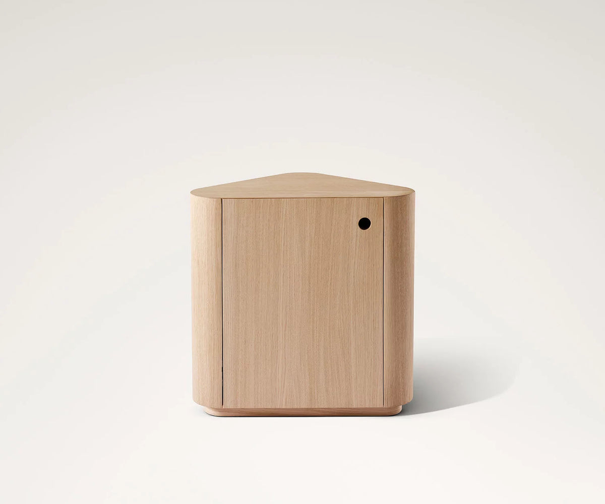 Omar Nightstand by Meridiani with sculptural triangular design and marble top Casa Design Group