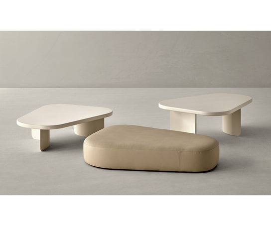 Onda High Coffee Table by Alexandra with an organic lacquered top and sculptural steel bases.