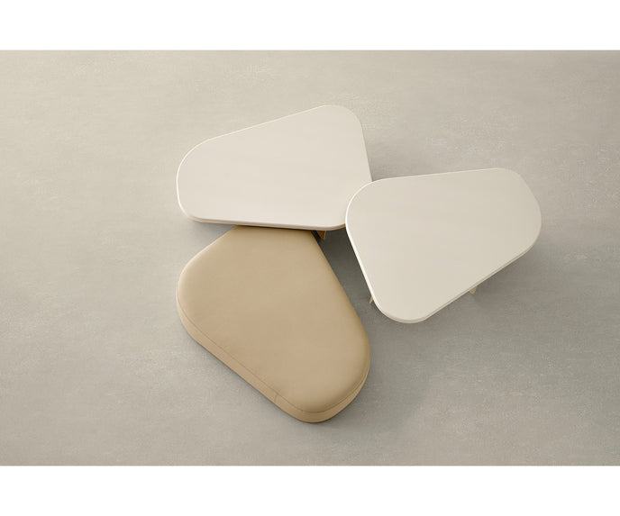 Onda High Coffee Table by Alexandra with an organic lacquered top and sculptural steel bases.