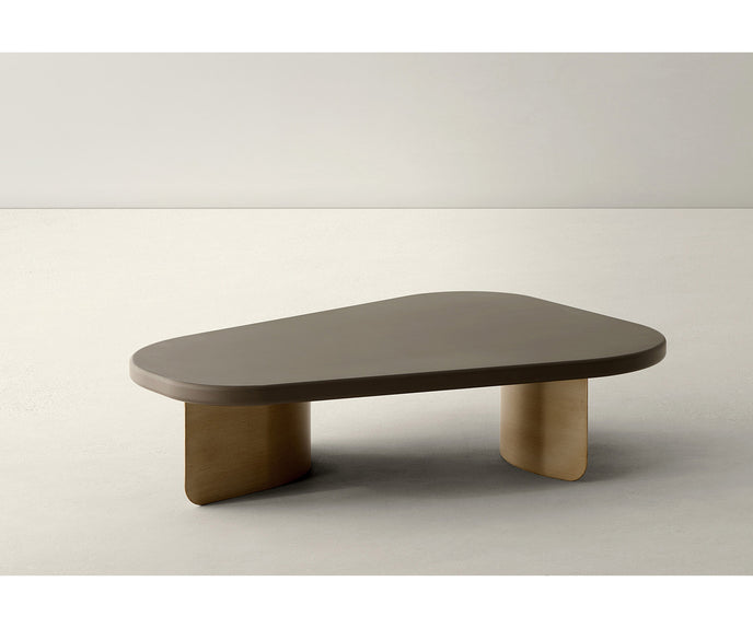 Onda High Coffee Table by Alexandra with an organic lacquered top and sculptural steel bases.
