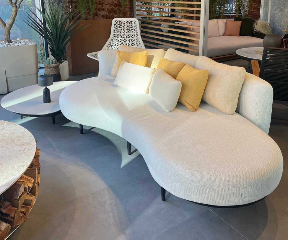 High End Curved Cream Organix Outdoor Lounge Sectional by Royal Botania Casa Design Group Boston 