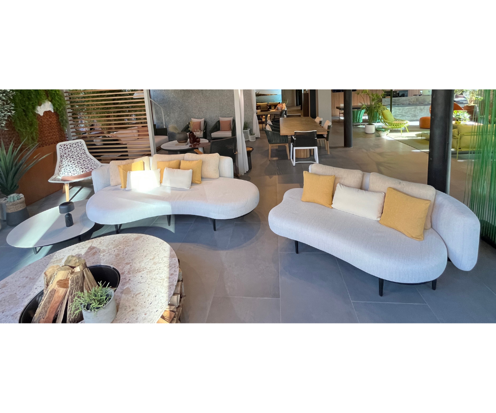 High End Curved Cream Organix Outdoor Lounge Sectional by Royal Botania Casa Design Group Boston 