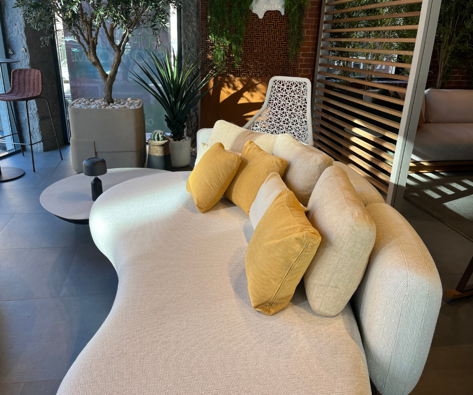 High End Curved Cream Organix Outdoor Lounge Sectional by Royal Botania Casa Design Group Boston 