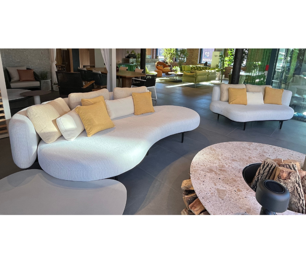 High End Curved Cream Organix Outdoor Lounge Sectional by Royal Botania Casa Design Group Boston 