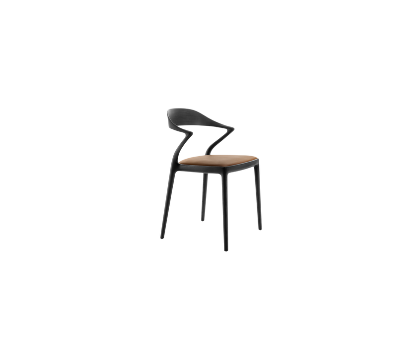 Ori Dining Chair with curved solid wood backrest, integrated armrests and woven cord or upholstered seat by Rimadesio | Casa Design Group