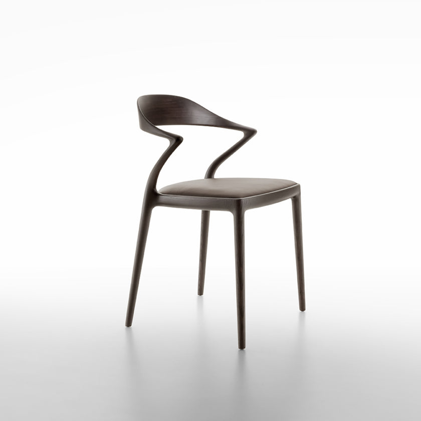 Ori Dining Chair with curved solid wood backrest, integrated armrests and woven cord or upholstered seat by Rimadesio | Casa Design Group