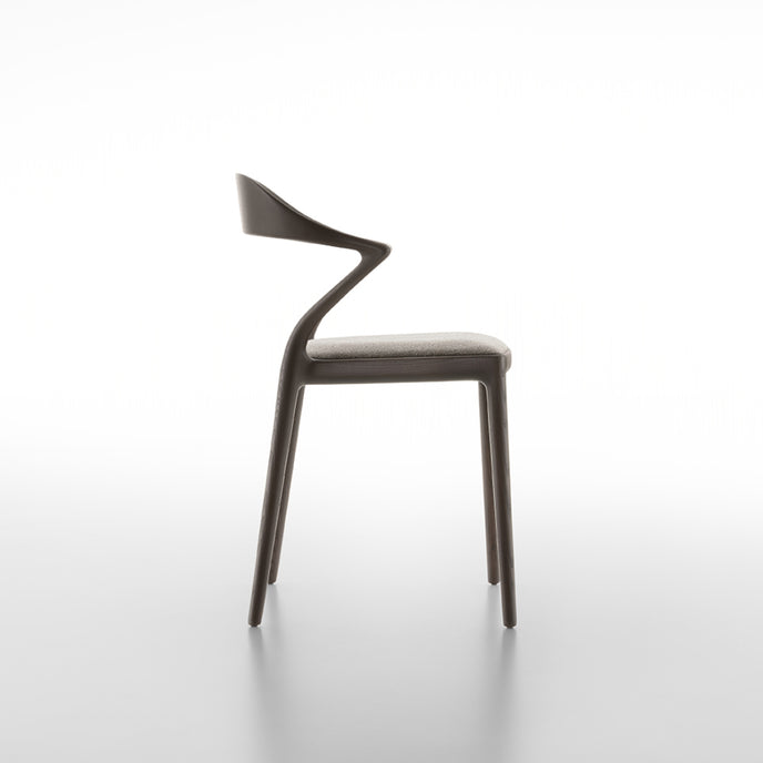 Ori Dining Chair with curved solid wood backrest, integrated armrests and woven cord or upholstered seat by Rimadesio | Casa Design Group