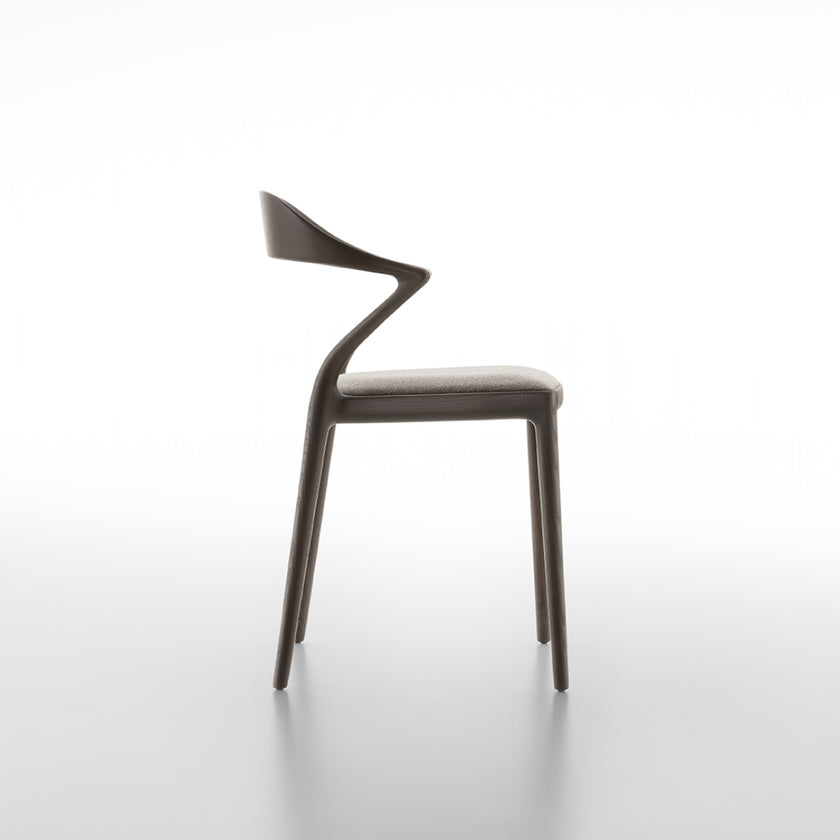 Ori Dining Chair with curved solid wood backrest, integrated armrests and woven cord or upholstered seat by Rimadesio | Casa Design Group