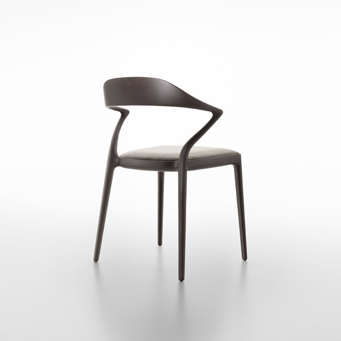 Ori Dining Chair with curved solid wood backrest, integrated armrests and woven cord or upholstered seat by Rimadesio | Casa Design Group