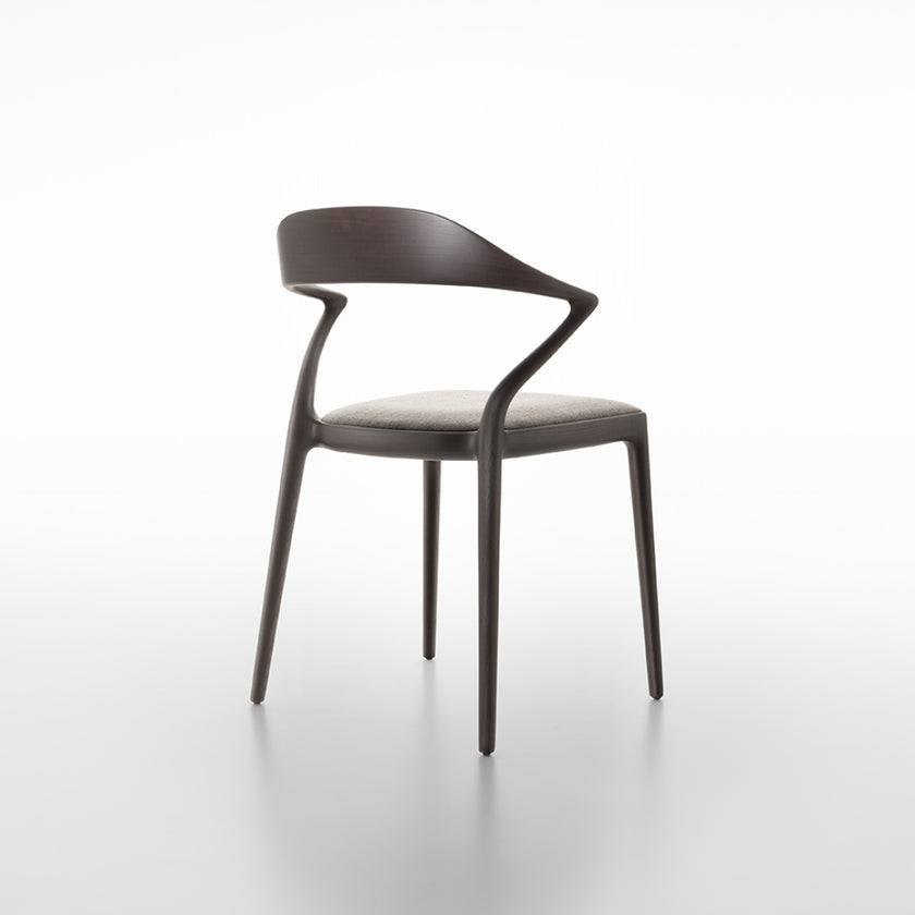Ori Dining Chair with curved solid wood backrest, integrated armrests and woven cord or upholstered seat by Rimadesio | Casa Design Group