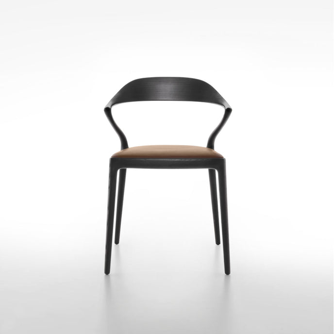 Ori Dining Chair with curved solid wood backrest, integrated armrests and woven cord or upholstered seat by Rimadesio | Casa Design Group