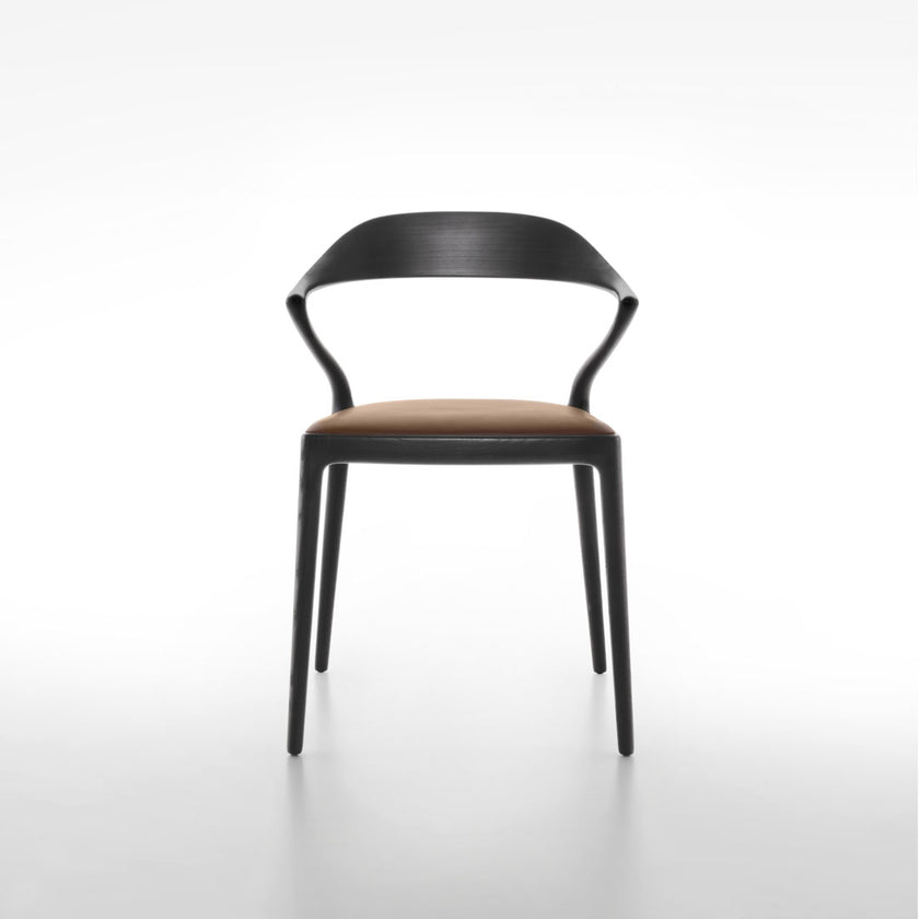 Ori Dining Chair with curved solid wood backrest, integrated armrests and woven cord or upholstered seat by Rimadesio | Casa Design Group