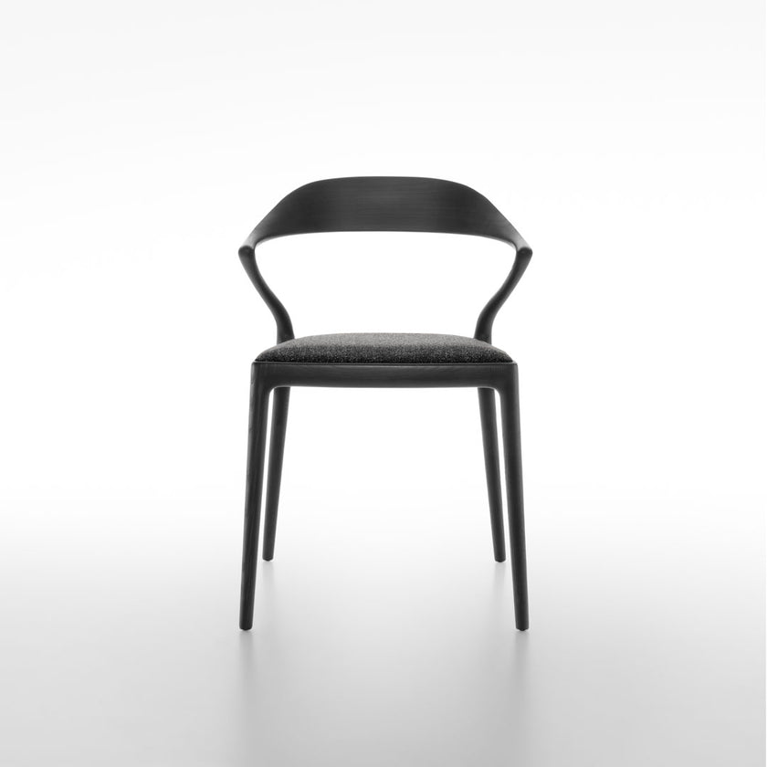 Ori Dining Chair with curved solid wood backrest, integrated armrests and woven cord or upholstered seat by Rimadesio | Casa Design Group