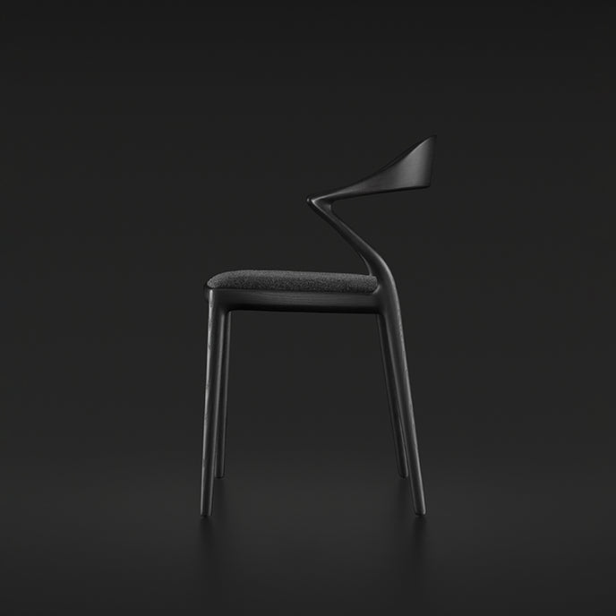 Ori Dining Chair with curved solid wood backrest, integrated armrests and woven cord or upholstered seat by Rimadesio | Casa Design Group