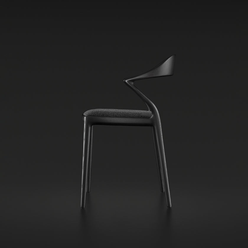 Ori Dining Chair with curved solid wood backrest, integrated armrests and woven cord or upholstered seat by Rimadesio | Casa Design Group