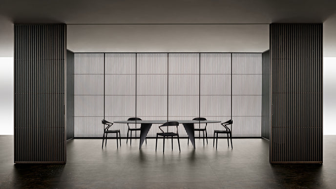 Ori Dining Chair with curved solid wood backrest, integrated armrests and woven cord or upholstered seat by Rimadesio | Casa Design Group