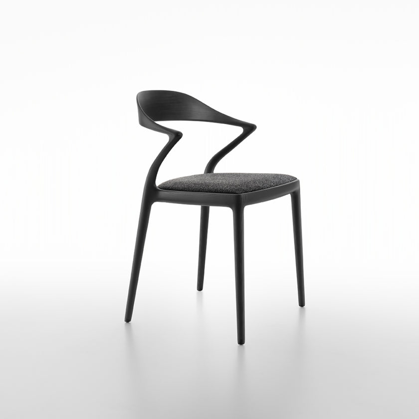 Ori Dining Chair with curved solid wood backrest, integrated armrests and woven cord or upholstered seat by Rimadesio | Casa Design Group
