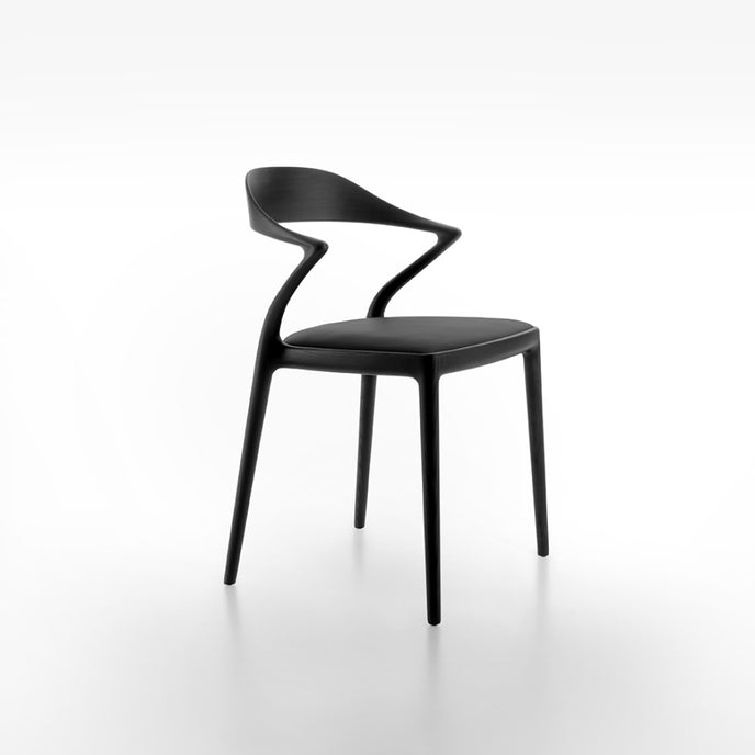 Ori Dining Chair with curved solid wood backrest, integrated armrests and woven cord or upholstered seat by Rimadesio | Casa Design Group