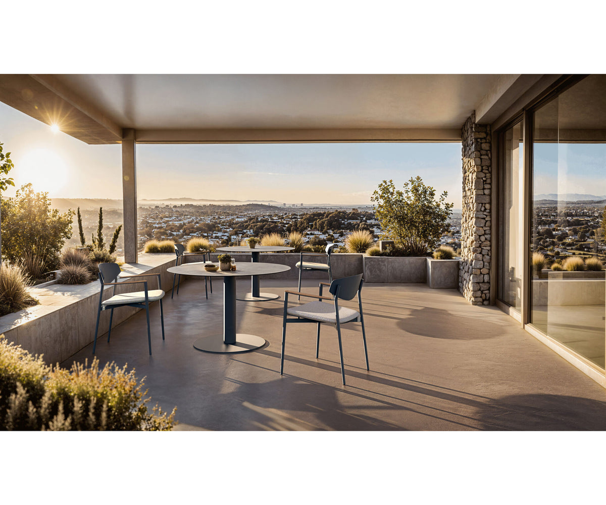 Luxury Origami Dining Chair by Atmosphera with Teak Armrests Casa Design Group