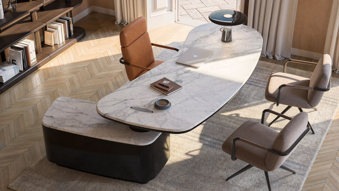 Oscar Contemporary Desk with Integrated Side Cabinet by CPRN Homood | Casa Design Group