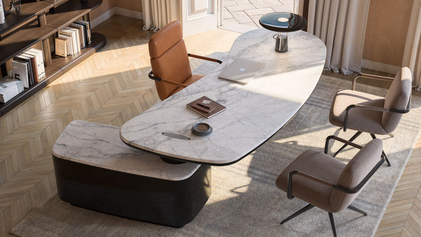 Oscar Contemporary Desk with Integrated Side Cabinet by CPRN Homood | Casa Design Group