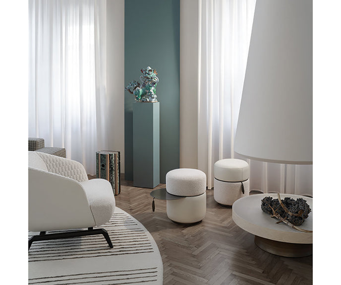 Otto multifunctional pouf with hidden swivel table by Giorgetti | Casa Design Group