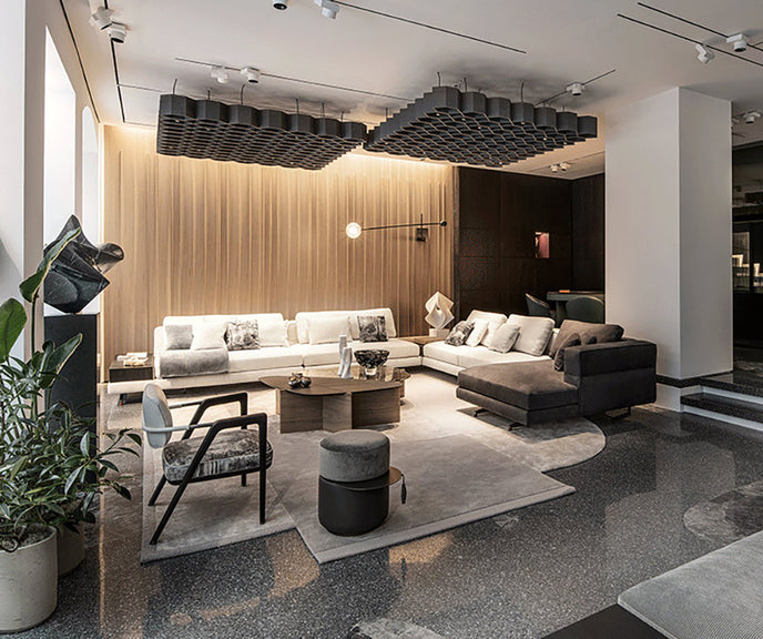 Otto multifunctional pouf with hidden swivel table by Giorgetti | Casa Design Group