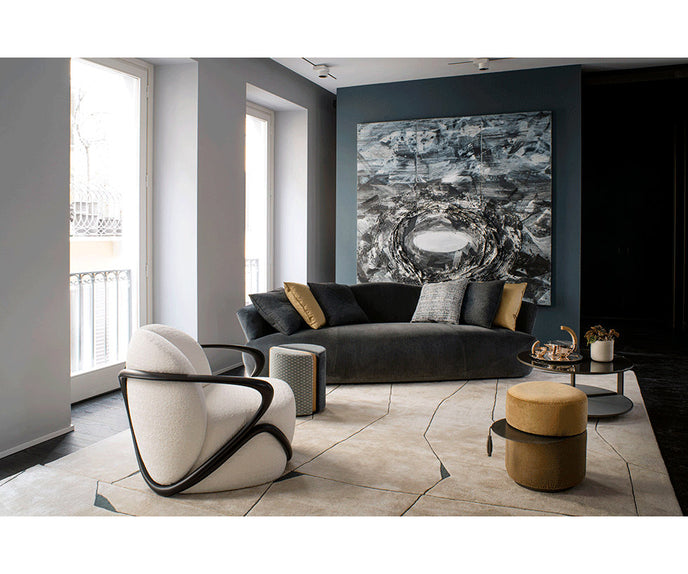 Otto multifunctional pouf with hidden swivel table by Giorgetti | Casa Design Group