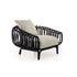 Pan Lounge Chair by Frigerio with handcrafted black reed frame and plush upholstered cushions for luxury interiors.