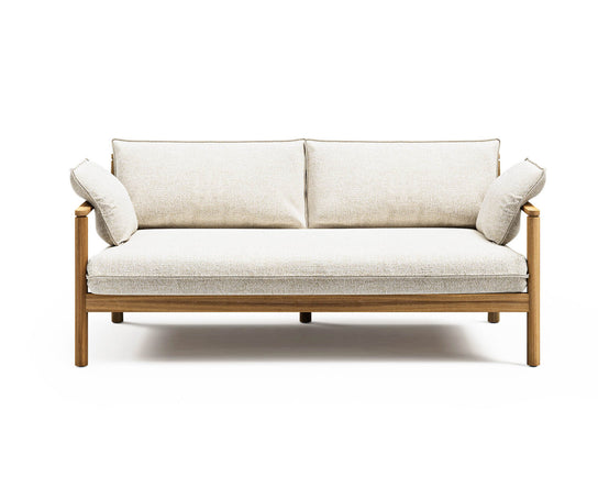 Modern Panama 2-Seater Outdoor Sofa with Cylindrical Teak Frame Casa Design Group