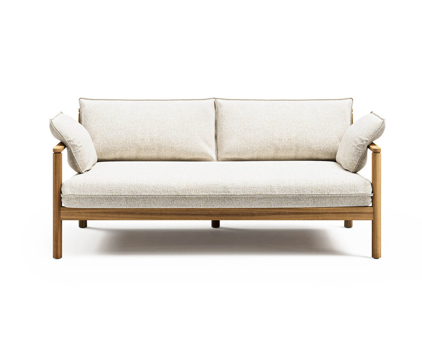 Modern Panama 2-Seater Outdoor Sofa with Cylindrical Teak Frame Casa Design Group