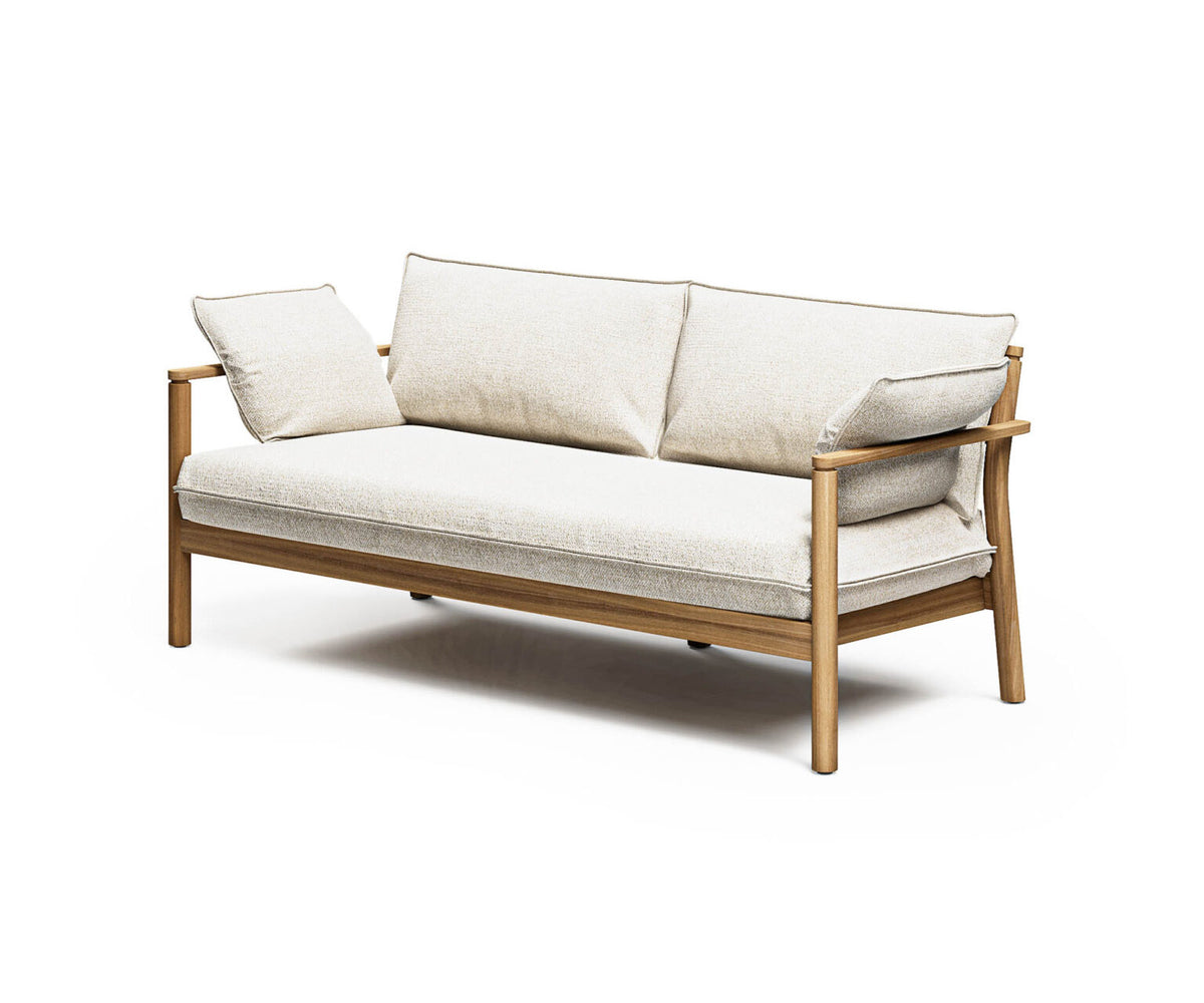 Modern Panama 2-Seater Outdoor Sofa with Cylindrical Teak Frame Casa Design Group