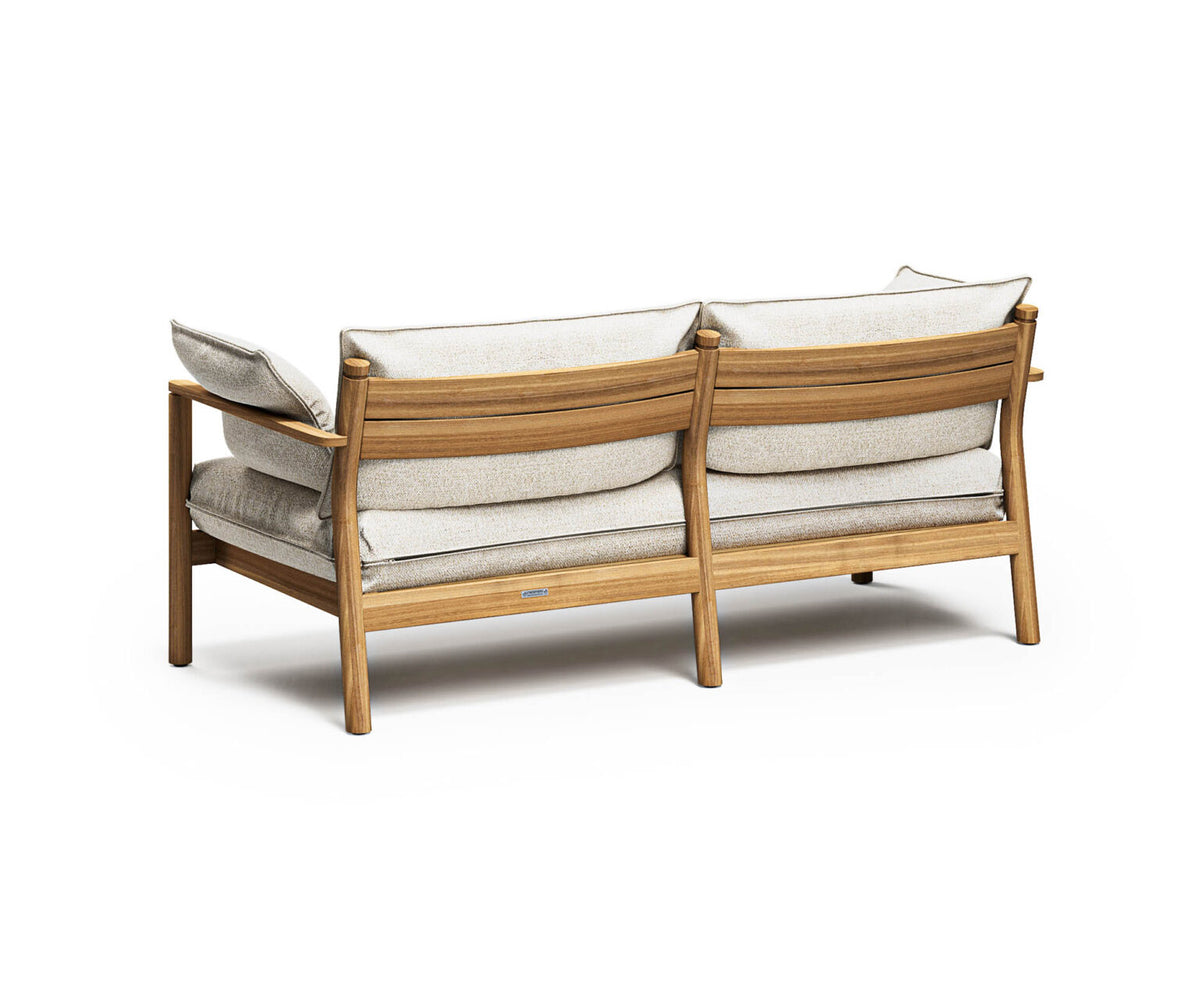 Modern Panama 2-Seater Outdoor Sofa with Cylindrical Teak Frame Casa Design Group