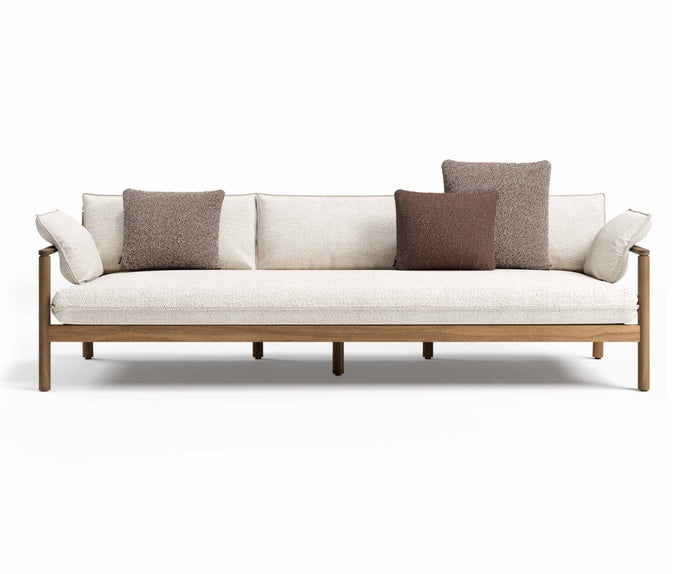 Modern Panama Outdoor Sofa by Atmosphera with Cylindrical Teak Frame Casa Design Group