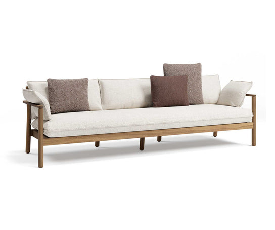 Modern Panama Outdoor Sofa by Atmosphera with Cylindrical Teak Frame Casa Design Group