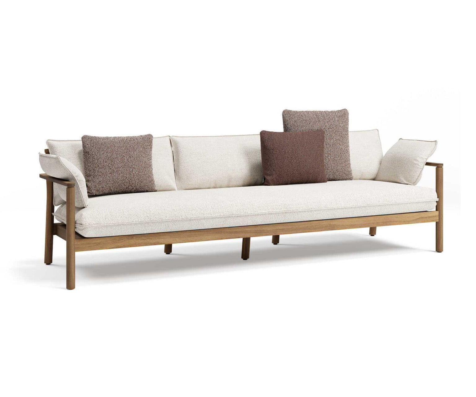 Modern Panama Outdoor Sofa by Atmosphera with Cylindrical Teak Frame Casa Design Group
