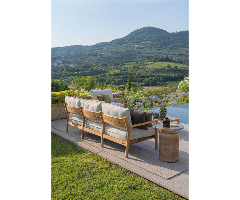 Modern Panama Outdoor Sofa by Atmosphera with Cylindrical Teak Frame Casa Design Group
