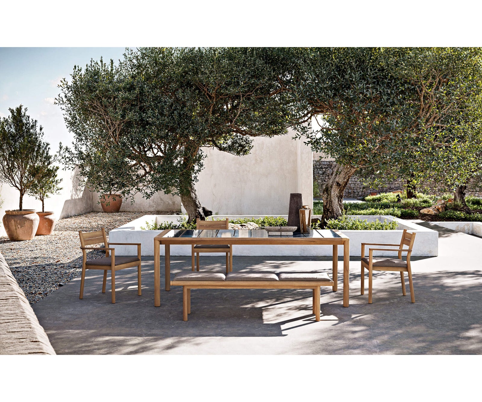 Modern Panama Outdoor Bench with Padded Cushion Casa Design Group